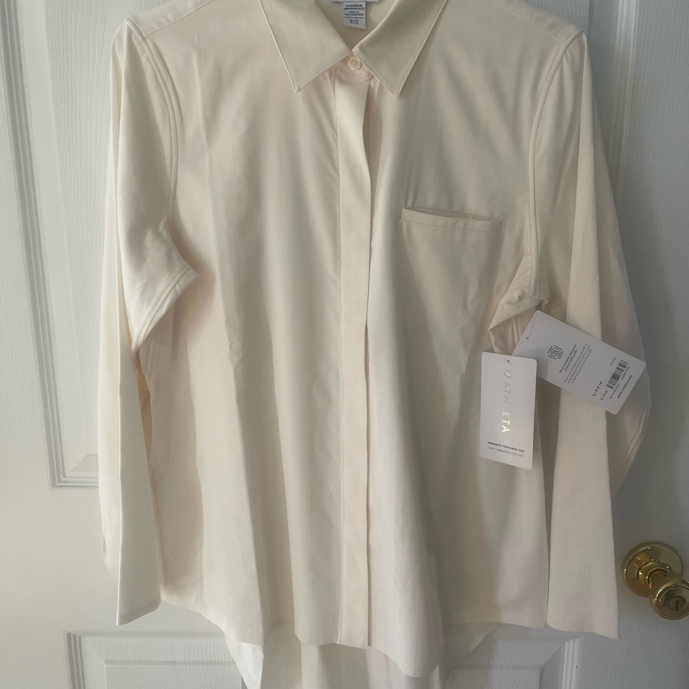 Athleta Cream Textured Top